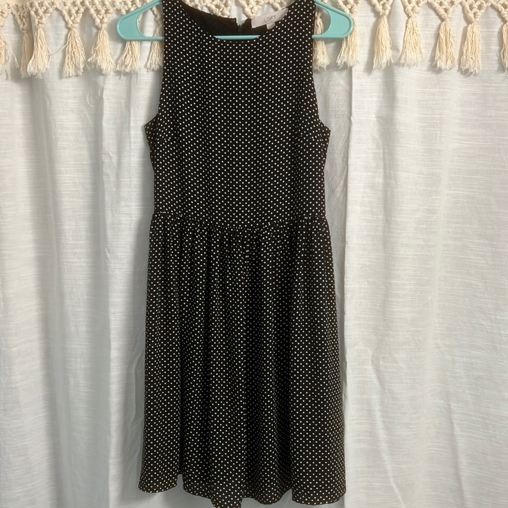 Loft Size 2 black polka dot sleeveless dress